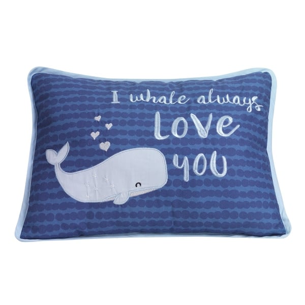 slide 2 of 3, Lambs & Ivy Oceania Blue I Whale Always Love You Nautical Ocean Theme Decorative Nursery Throw Pillow