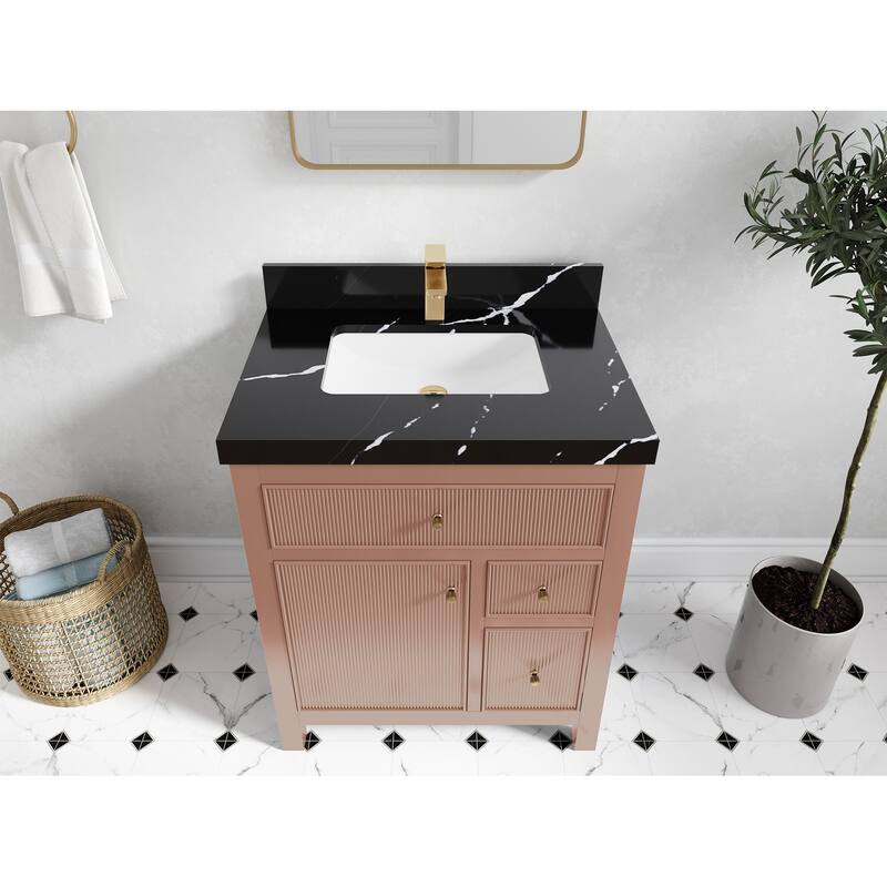 Willow Collections 30 in W x 22 in D Sonoma Free Standing Reeded Single Sink Bathroom Vanity with Countertop