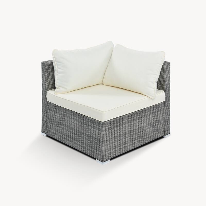 L-shape Sectional Sofa Patio Furniture Sets 8-Pieces Conversation Set Wicker Sofa Set Convertible Recliner Couch with Table