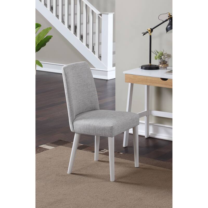 Taylor Chair With White Leg And Gray Fabric