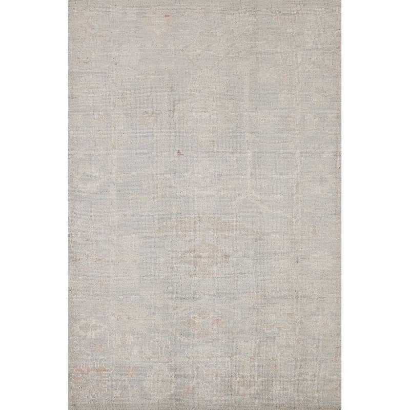 Hand Knotted Oriental 100% Wool Carpet Transitional All-Over Green Oushak Area Rug - 4' 11'' X 3' 2''