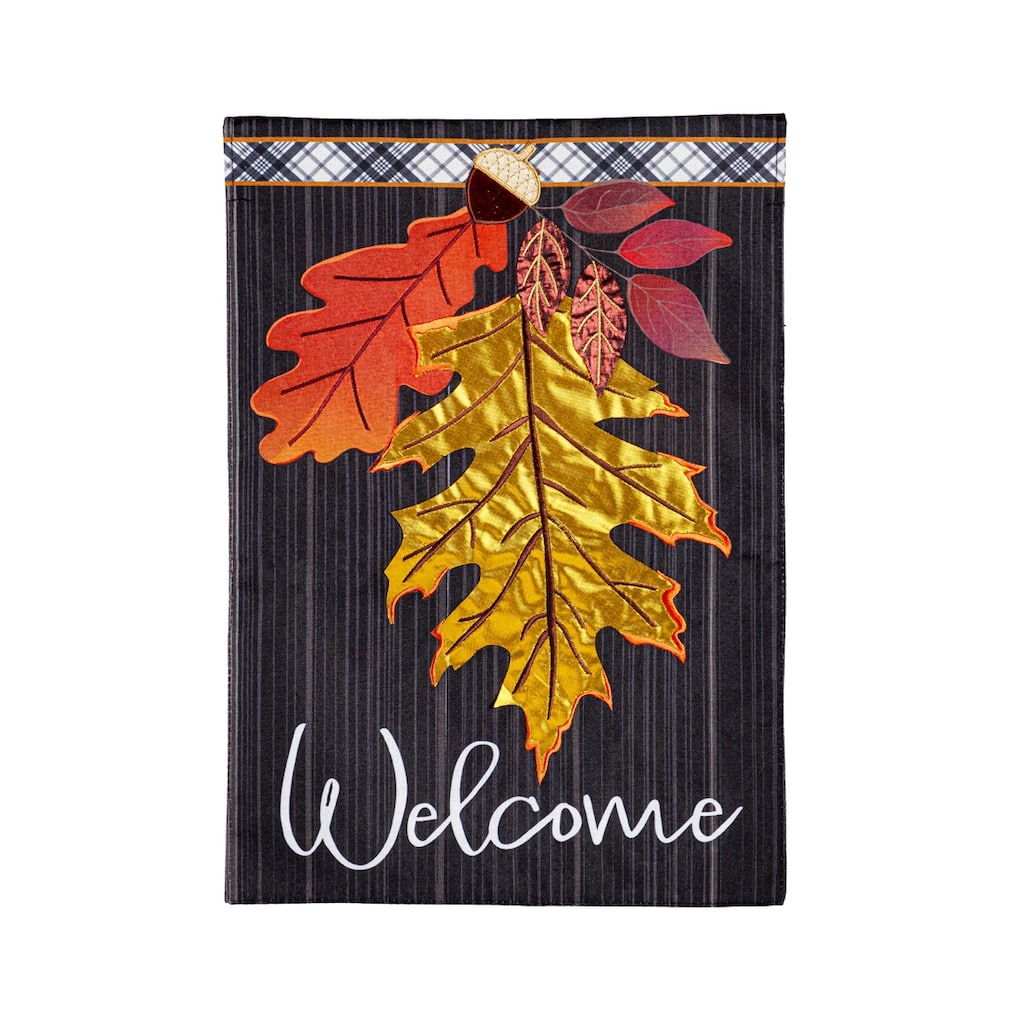 Welcome Autumn Leaves Garden Linen Flag