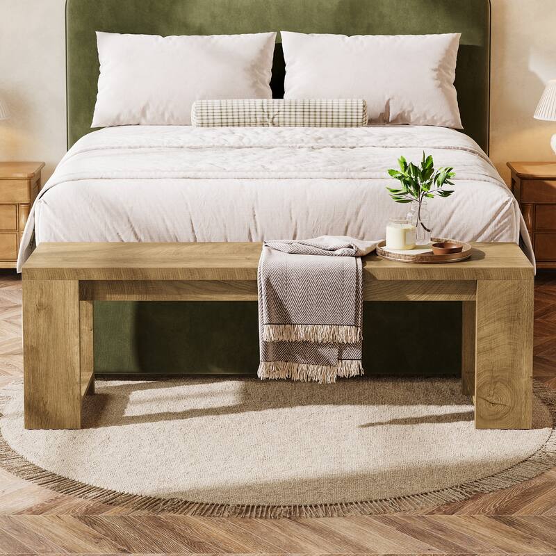 47.2" Wooden Entryway Bench, Hallway Foyer Shoe Storage Accent Bench for Bedroom