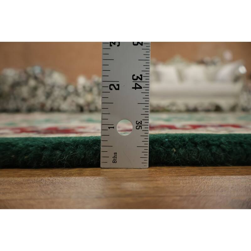 Hand Knotted Oriental 100% Wool Carpet Traditional All-Over Green Agra Area Rug - 5' 10'' X 4' 0''