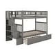 preview thumbnail 2 of 18, Woodland Staircase Bunk Bed with Twin Trundle in Grey