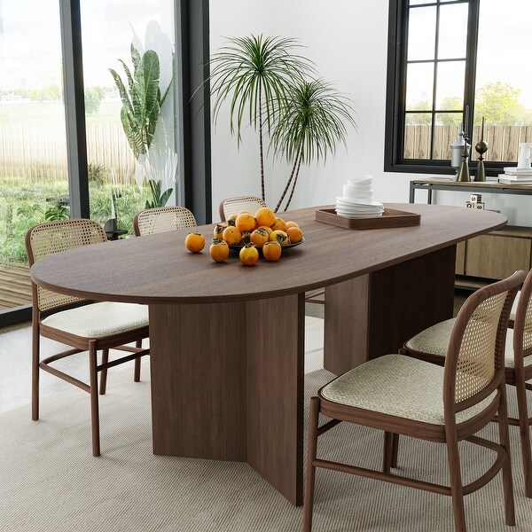 Solid Wood 79'' Oval Dining Table for 8 People Nordic style