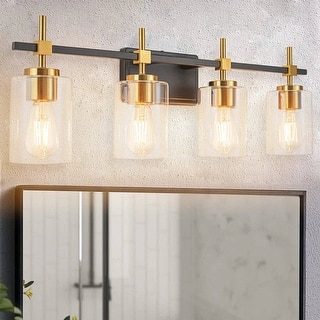 Jasper Black &Gold Clear Glass 4-Light Bathroom Vanity Light