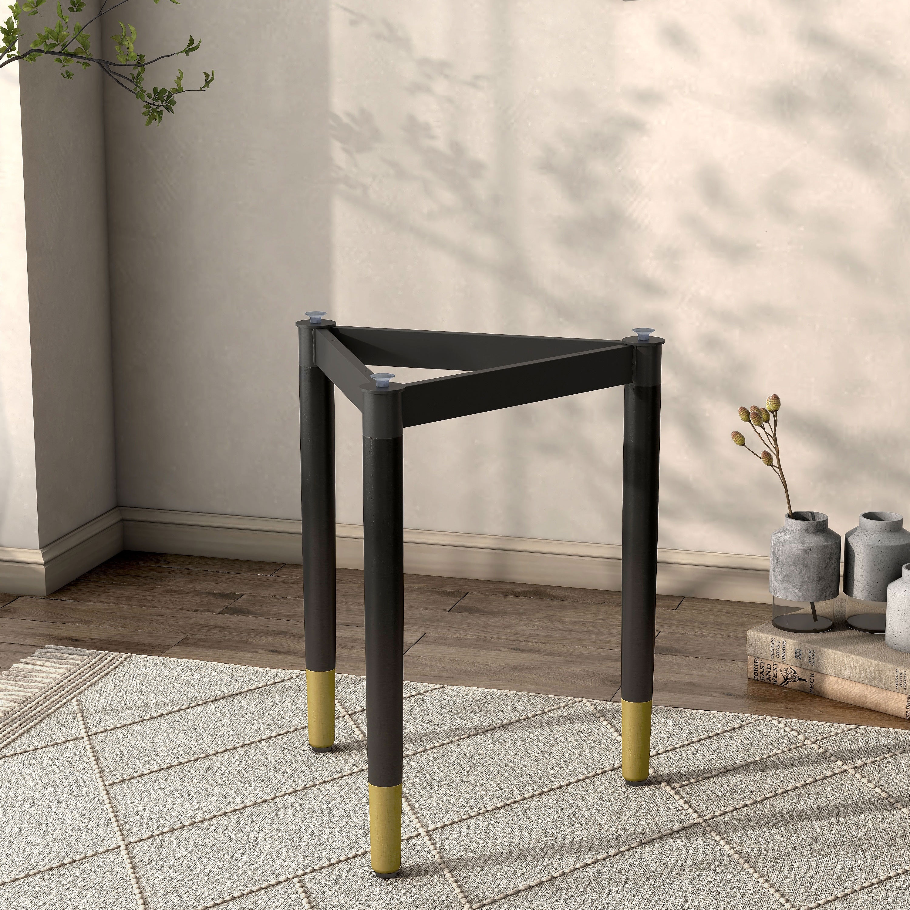 Furniture of America Mil Modern Tapered Black & Gold Table Legs for End Table