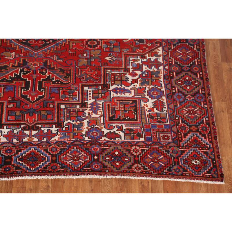 Hand Knotted Oriental 100% Wool Carpet Traditional Medallion Red Heriz Area Rug - 11' 11'' X 8' 10''