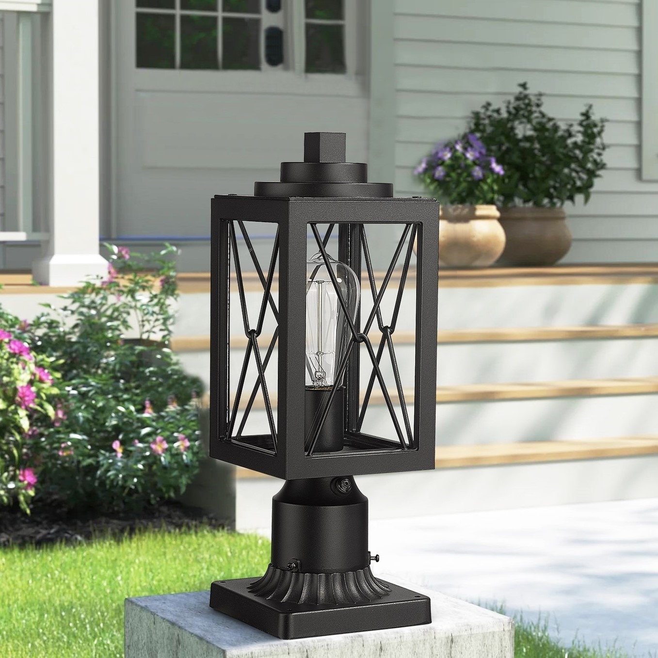 Outdoor post hot sale light with photocell