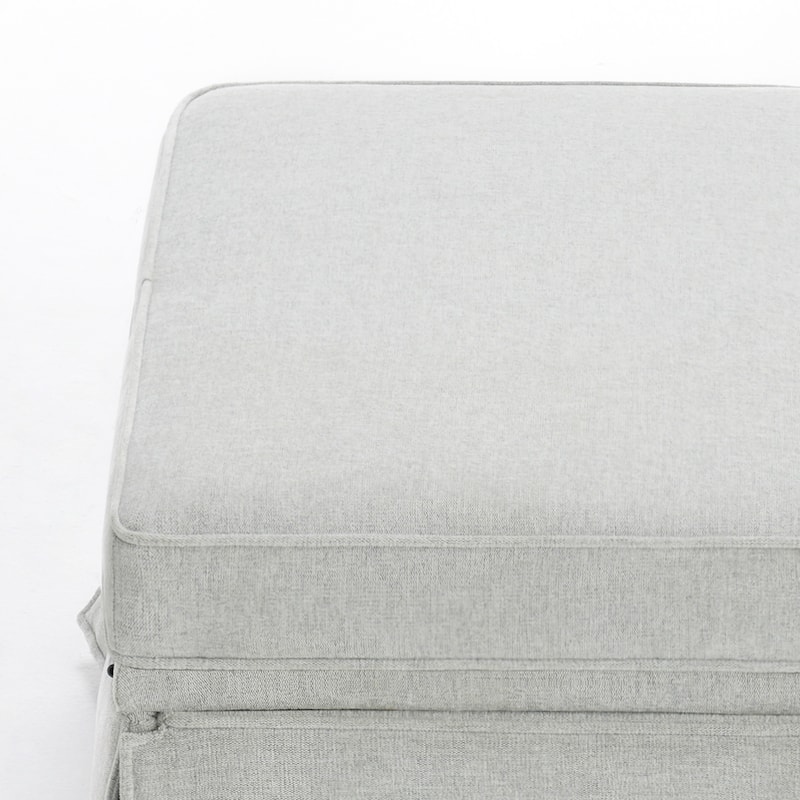 2 Set Rectangle Chenille Upholstered Storage Ottoman