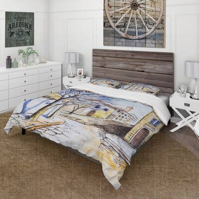 Designart 'White House In Summer VIllage' Traditional Duvet Cover Set