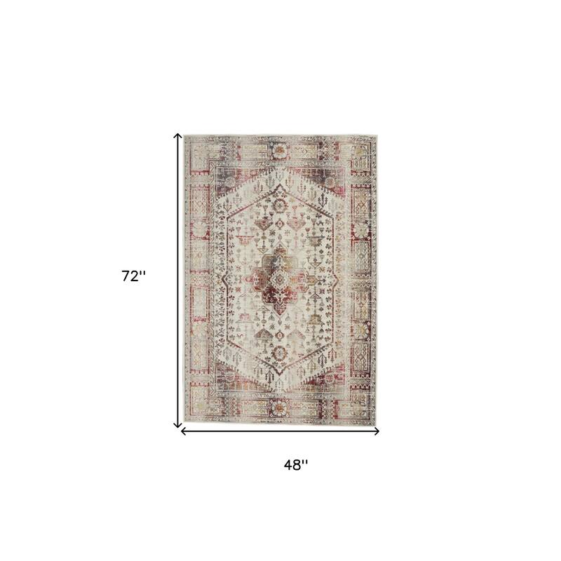 HomeRootsFloral Transitional Rectangle Area Rug - 72' X '48' X '0.5