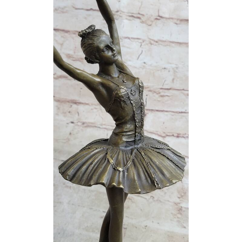 Prima Ballerina Ballet Dancer Girl Figure Signed Original Bronze Statue Sculpture 13 Inches X 5 Inches