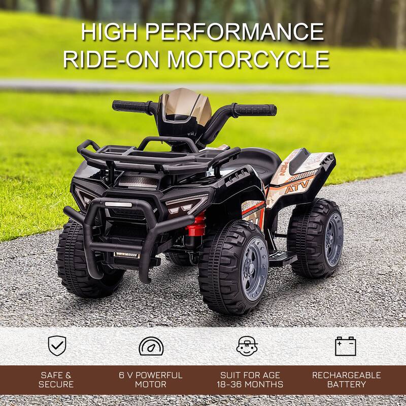 Electric Battery Powered ATV Ride On Car for Kids, 6V Motorized Quad with Music and Simple Controls, Suitable for 18-36 Months