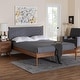 preview thumbnail 8 of 8, Estela Mid-Century Modern Grey Woven Fabric and Walnut Brown Wood Queen Size Platform Bed