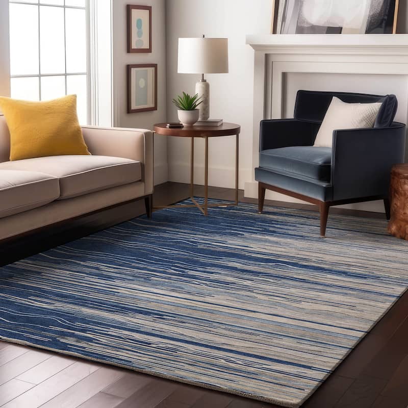 Premium Washable Super Soft Solid Landscape Mayfield Rug - Navy - 3' x 5'