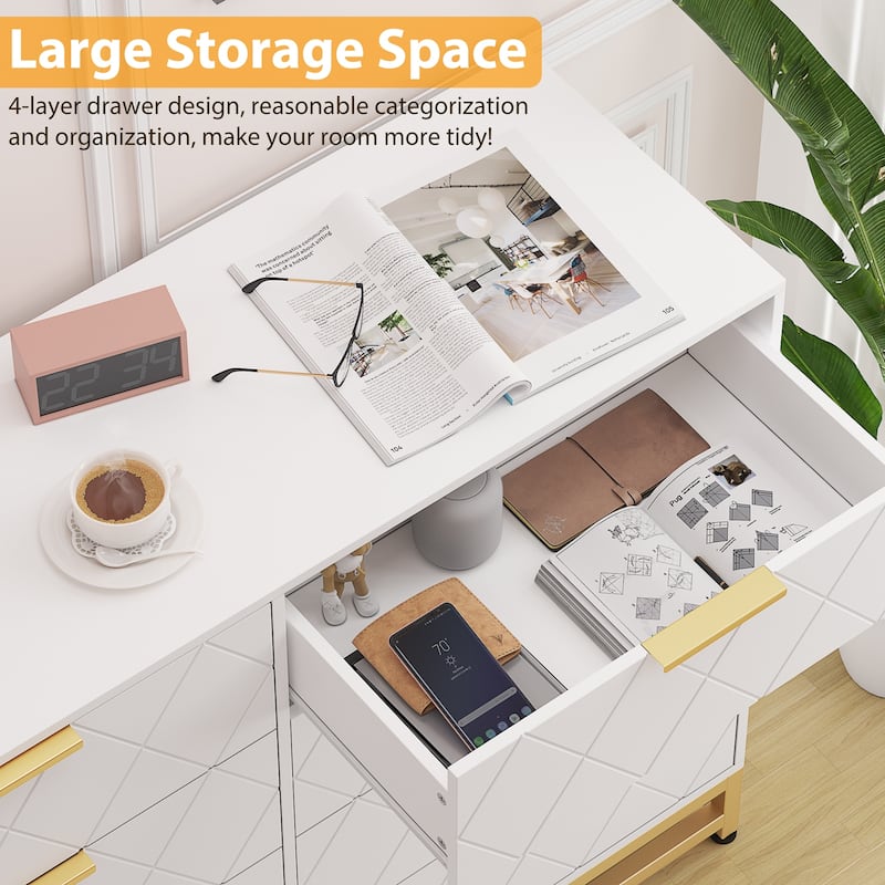 Dresser for Bedroom with 8 Drawer TV Stand