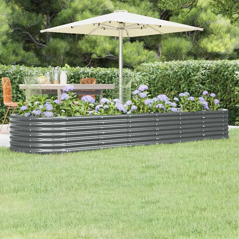 vidaXL Raised Garden Bed Raised Flower Bed Galvanized Steel Outdoor Planter - 116.5" x 31.5" x 14.2" - Anthracite