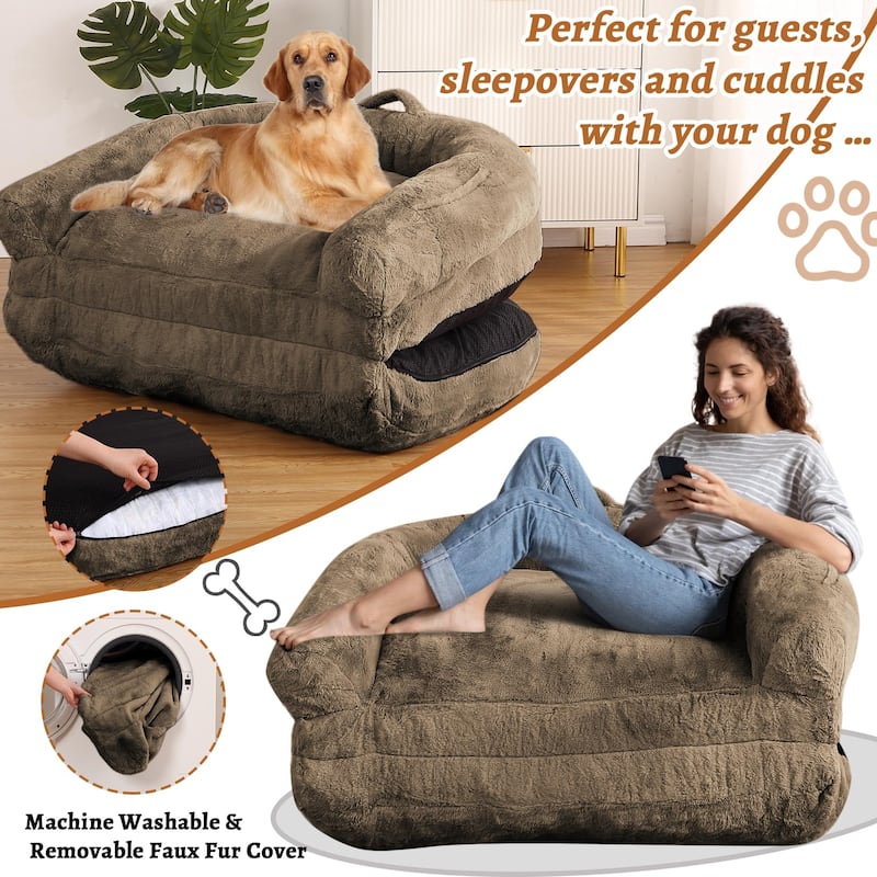 Human Dog Bed for Adults, Foldable Giant Nap Sofa Bed, Bean Bag Chair