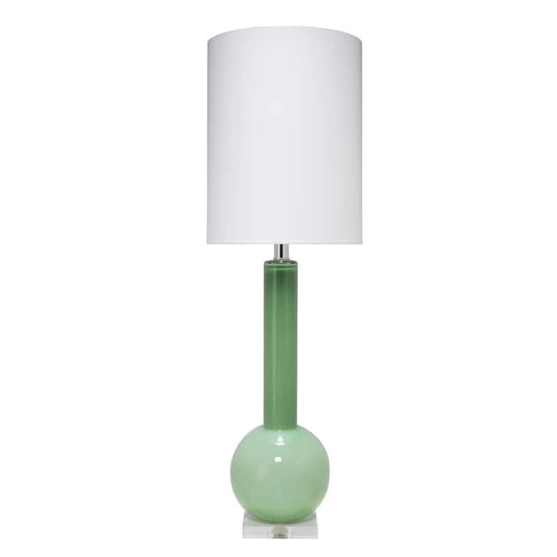 Jamie Young Studio Glass Table Lamp With Tall Thin Drum Shade - Green