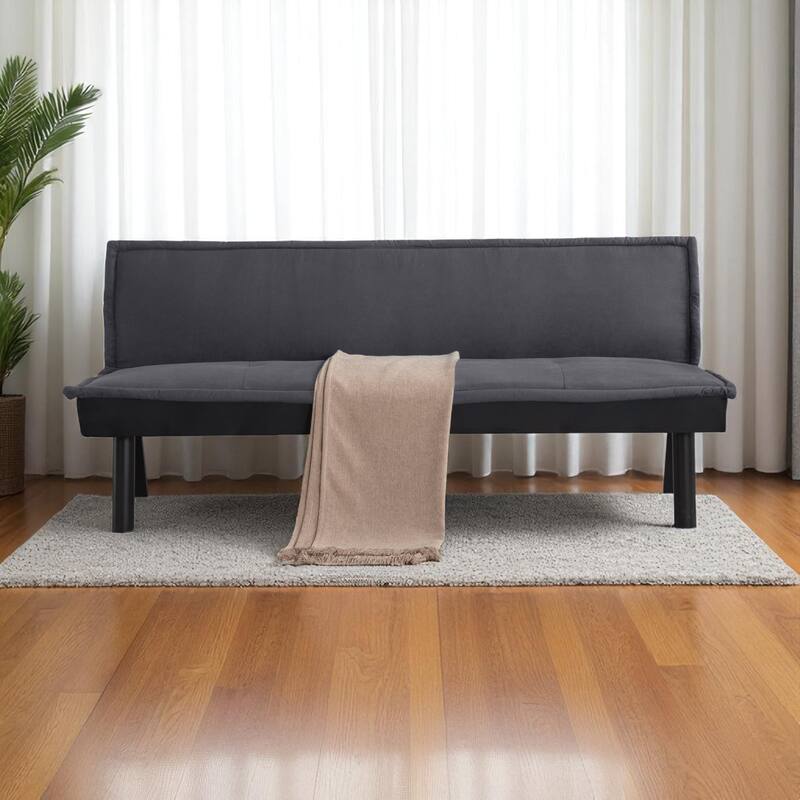 KISRAIS 64.6" Wide Adjustable Upholstered Futon Sleeper Sofa Bed - Grey