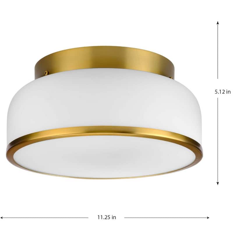 Parkhurst Collection Two-Light Brushed Bronze New Traditional 11-1 4" Flush Mount Light - 11.25 in x 11.25 in x 5.12 in