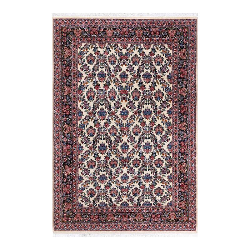 Overton Hand Knotted Wool Vintage Inspired Traditional Mogul Ivory Area Rug - 6' 2" x 9' 2"