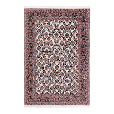 Overton Hand Knotted Wool Vintage Inspired Traditional Mogul Ivory Area Rug - 6' 2" x 9' 2"