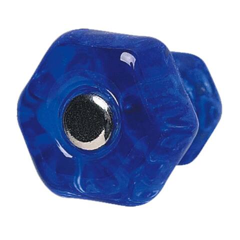 Cabinet Knob Blue Glass 1 Dia W/ Chrome Screw Renovators Supply