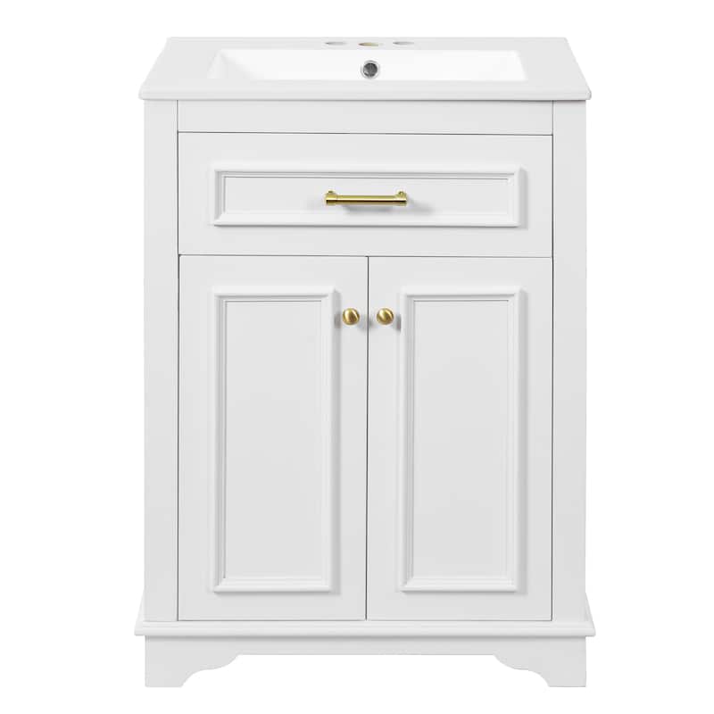 24" Freestanding Bathroom Vanity with White Integrated Ceramic Sink - 24'' x 18.5'' x 33''