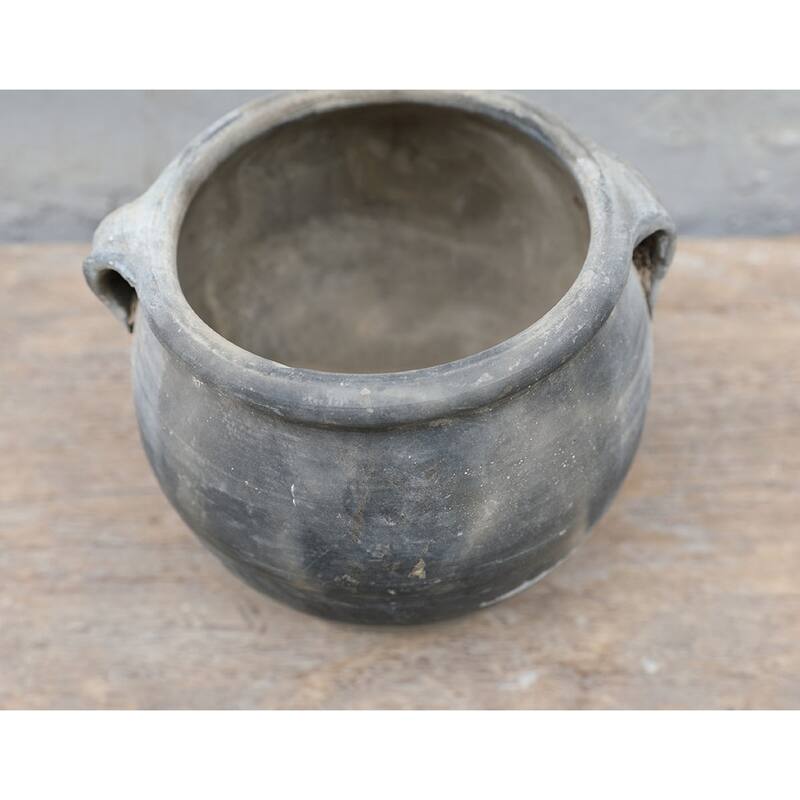 Artissance 10"W Medium Charcoal/Gray Ceramic Indoor Outdoor Vintage Pottery Jar w/2 Handles (Size & Finish Vary)