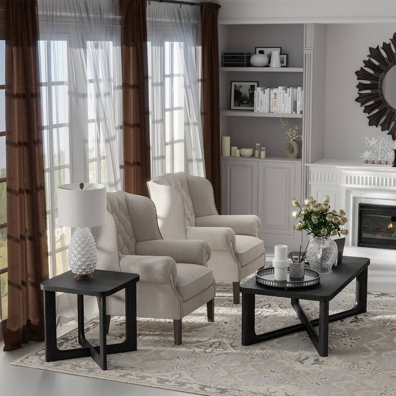 24-inch Solid Wood Square End Table with Modern Cross Leg Design - 24” x 24” x 24”