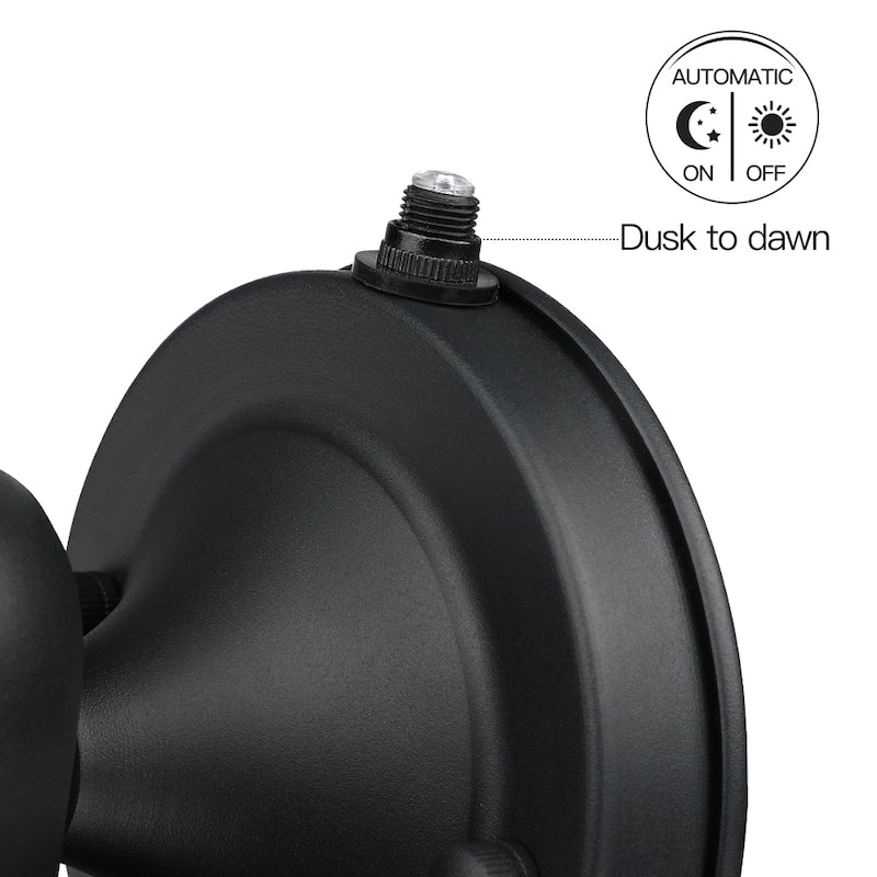 Black Outdoor Dusk to Dawn Wall Sconce Light - Set of 2