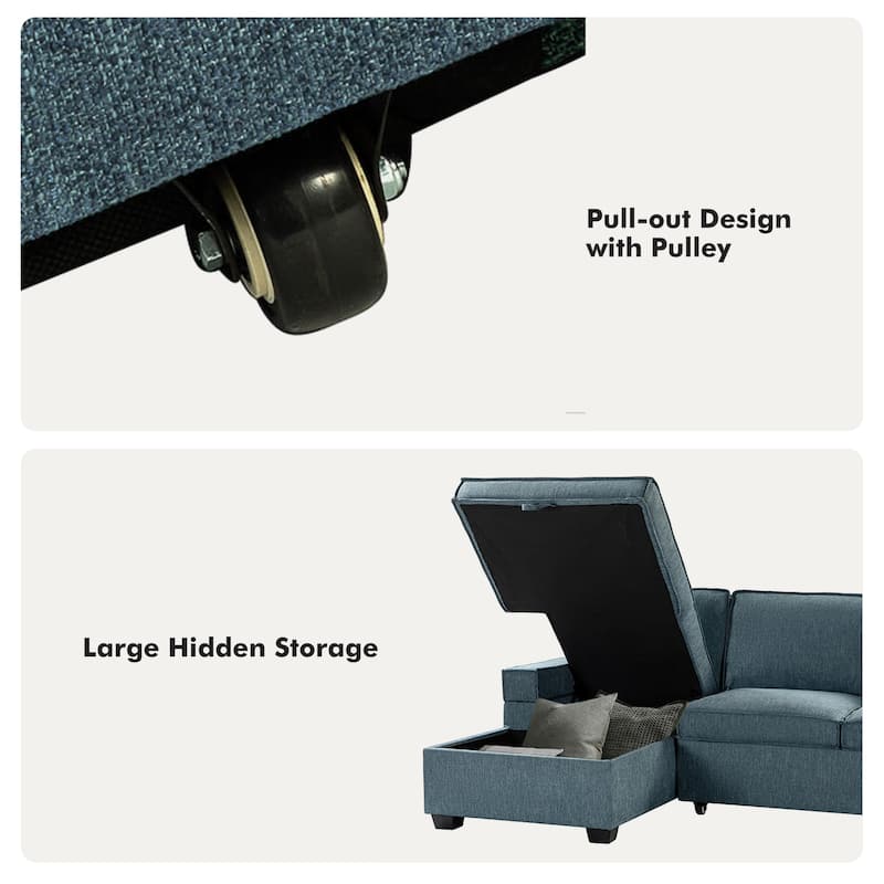 Badari Modern Pull Out Sleeper Sofa&Chaise with Storage by HULALA HOME