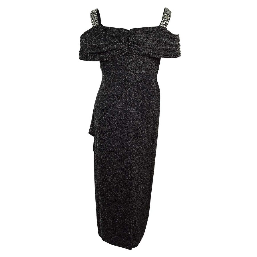 Shop Alex Evenings Women S Metallic Embellished Draped Dress