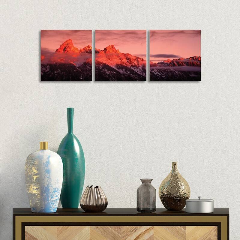 iCanvas "Sunrise, Teton Range, Grand Teton National Park, Wyoming, USA" by Panoramic Images 3-Piece Canvas Wall Art Set - 12x36x0.75