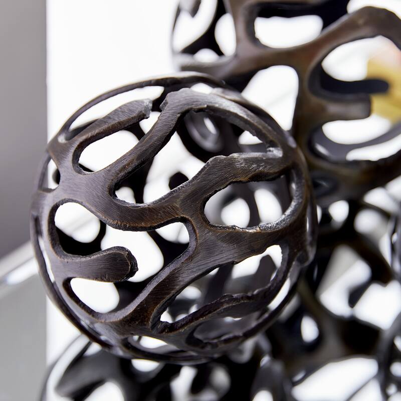 Contemporary Aluminum Metal Geometric Sculpture (Set of 3) - Silver, Copper, Brass