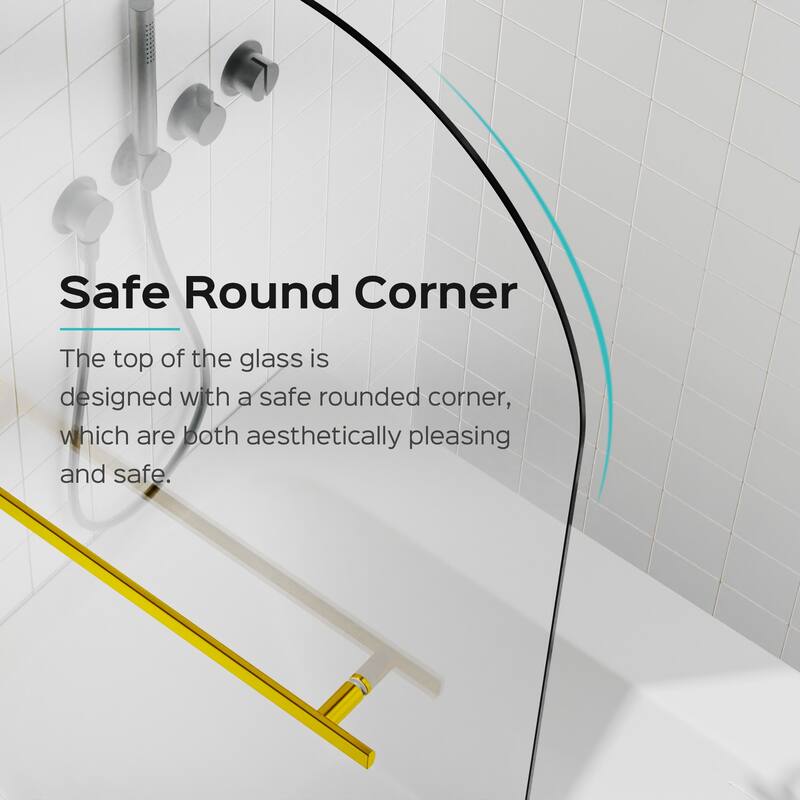 31" W x 55" H Frameless Pivot Bathtub Shower Door, 6mm Tempered Glass Panel for Bathroom - 31x55"