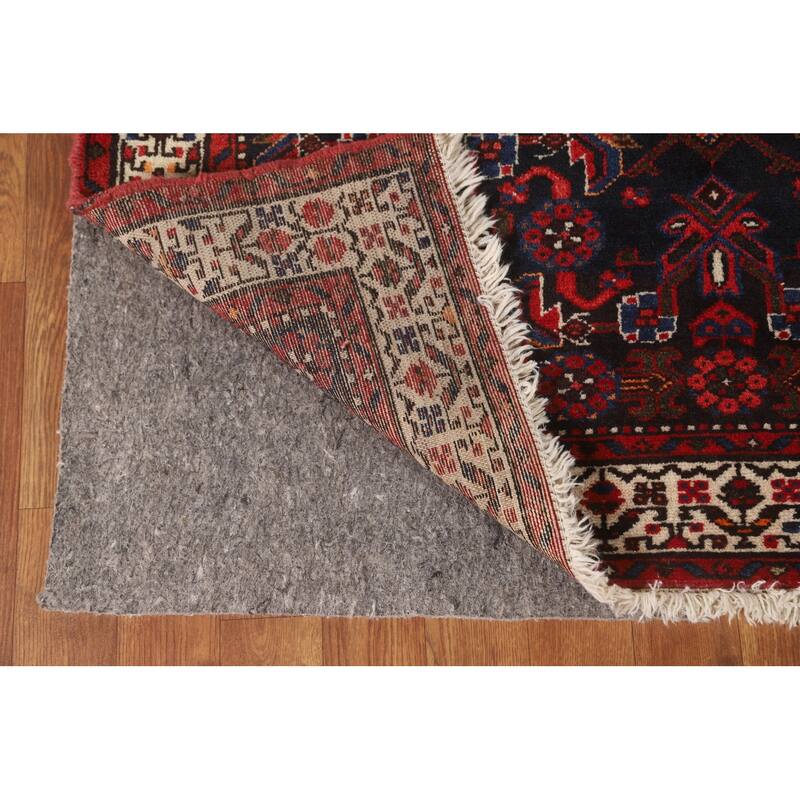 All-Over Hamedan Persian Vintage Runner Rug Hand-Knotted Wool Carpet - 3'8" x 10'2"