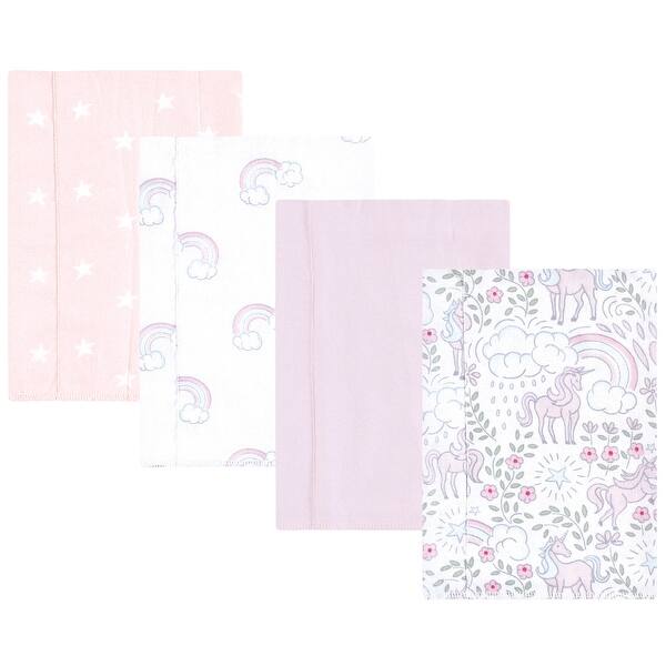 slide 1 of 1, Hudson Baby Infant Girl Cotton Flannel Burp Cloths, Dreamy Unicorn, One Size - Dreamy Unicorn 4 Pack - One Size One Size - Dreamy Unicorn 4 Pack