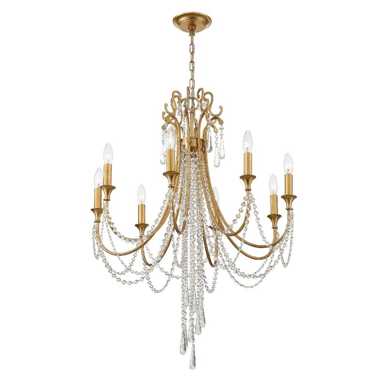 Arcadia 8 Light Antique Gold Chandelier - 26'' W x 36.37'' H - 26'' W x 36.37'' H