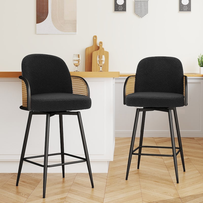 26" Swivel Boucle Fabric Upholstered Bar Stool - 38.2"H x 21.5"W x 23.2"D
