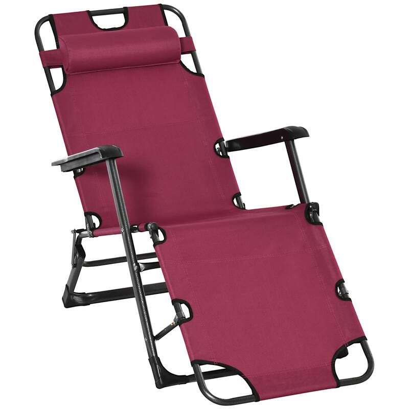 Folding Outdoor Chaise Lounger with Adjustable Backrest, Headrest and Pocket for Patio Beach or Lawn