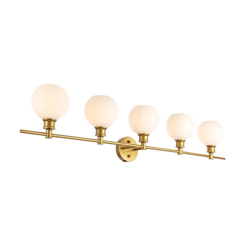 Camille 5-Light Frosted Glass Wall Sconce - Brass