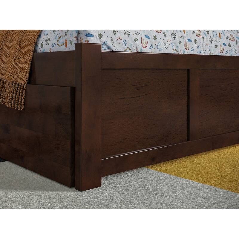 AFI Nantucket Twin Size Platform Bed with Footboard and Twin Trundle in White