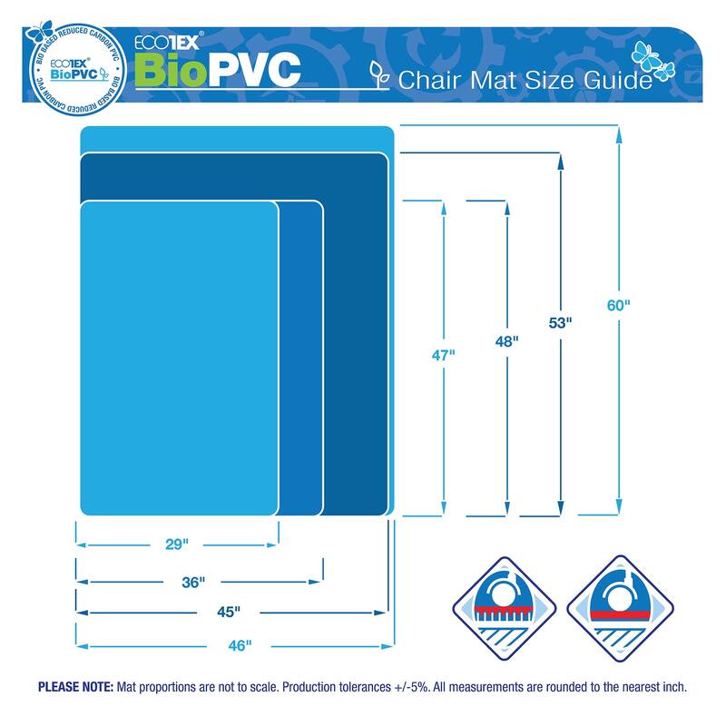 Ecotex BioPVC Chair Mat for Hard Floors - 29" x 47"