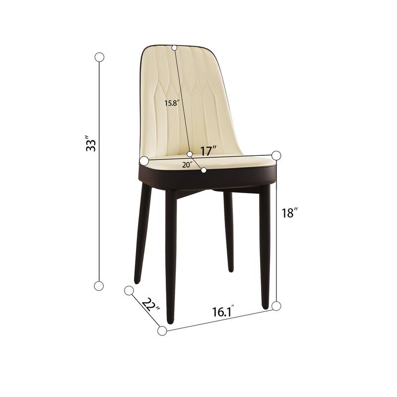 Modern Dining Set with Rectangular Glass Table & PU Upholstered Chairs