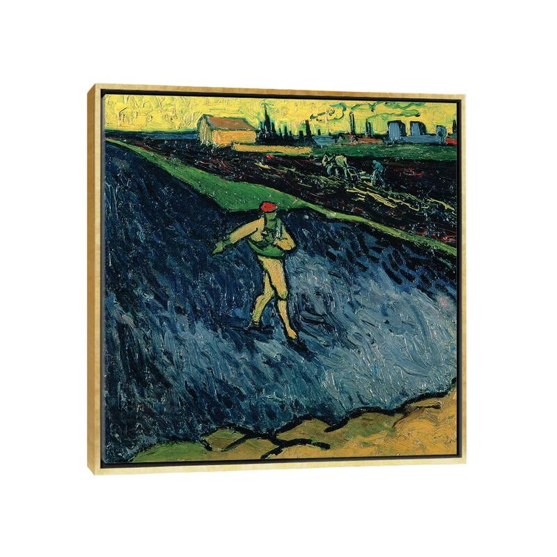 iCanvas "The Sower, 1888 " by Vincent van Gogh Framed Canvas Print - Gold - 12x12