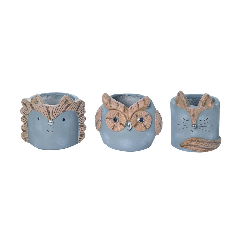 Transpac MGO Critter Planter w/Drainage Hole Set of 3 Spring Home Decorations - Multicolor